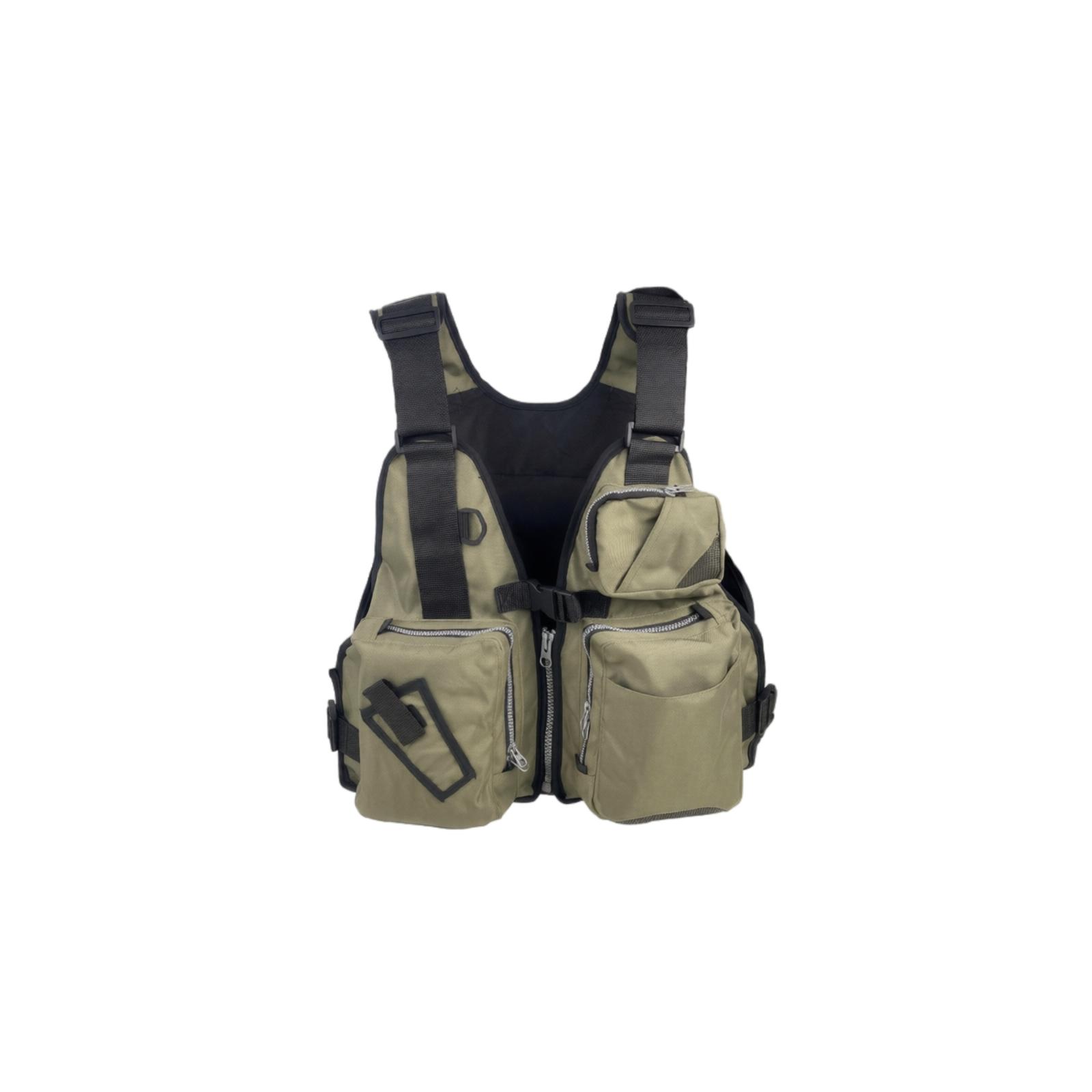 

Portable Foldable Life Jacket with Reflective Back Pockets Adjustable Size Safety Vest with Whistle for Water Activities one size армия зеленый