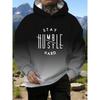 Graphic Hoodie, Men's Gray Gradient Print, Comfortable And Loose Fashion Hoodie Pullover with Kangaroo Pocket, Autumn And Winter Men's Clothing