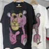 Plus Size 300lb Unisex Pink Panther Heavy Duty Rhinestone T-Shirt Loose Short Sleeve Tee