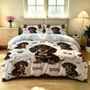 3pcs Cartoon Cute Sausage Dog Print Coreless Duvet Cover Set Multi Size Comfortable Bedroom Bedding Decoration Machine Washable