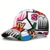 2 Graffiti Hip Hop Street Fashion Hats Men's and Women's Sports Duck Tongue Hats and Simple Poker Pendant Necklace Men's and Women's Set