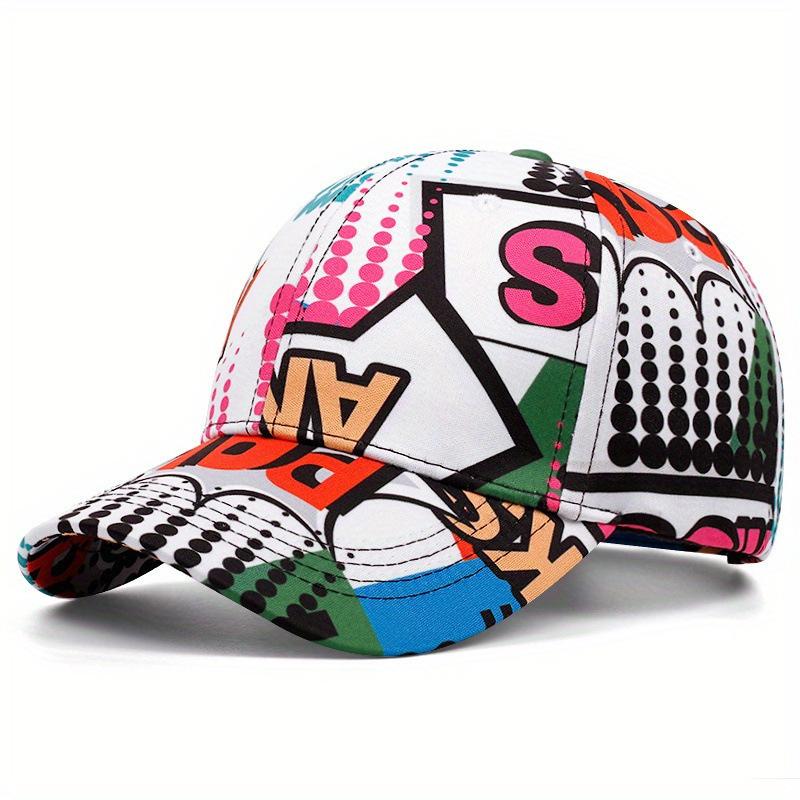 2 Graffiti Hip Hop Street Fashion Hats Men's and Women's Sports Duck Tongue Hats and Simple Poker Pendant Necklace Men's and Women's Set