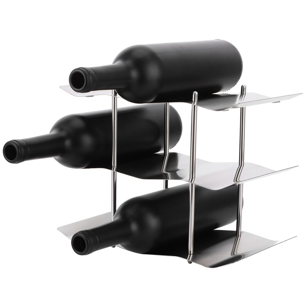 3‑Tier Stainless Steel Wine Rack Freestanding Wavy Wine Holder Display Shelf Kitchen Accessories