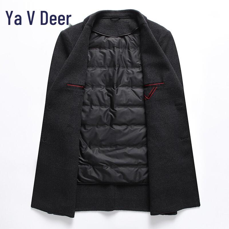 Yalu EY Men's Plaid Wool Blend Down-Lined Coat