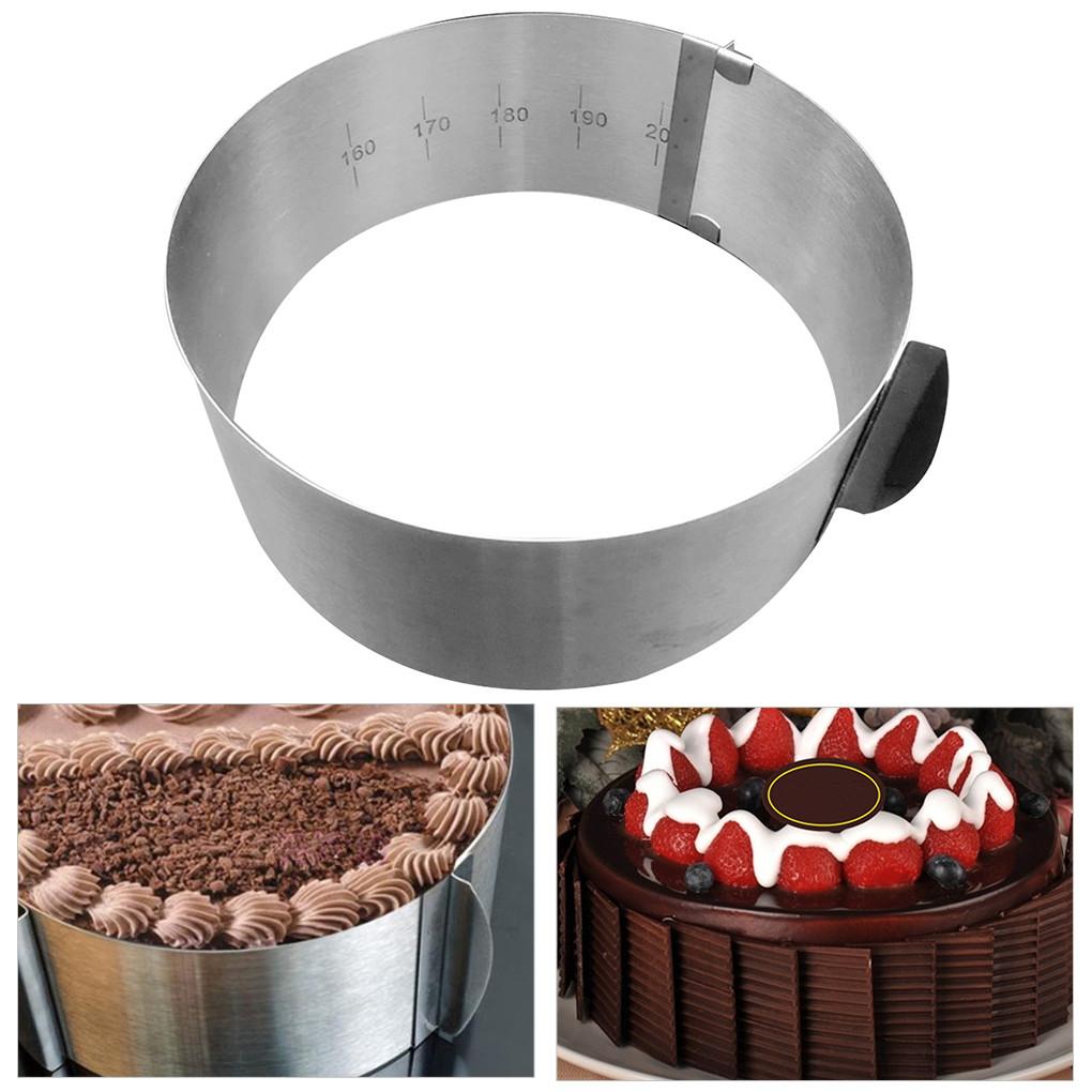 Stainless Steel Cake Mold Adjustable Round Non-layered Mousse Ring Mould Dessert Bakeware with Scale 6-12 Inches
