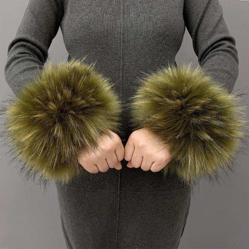 Faux Fur Cuffs Arm Warmers Furry Wrist Cuffs Holiday Costume Accessory for Women