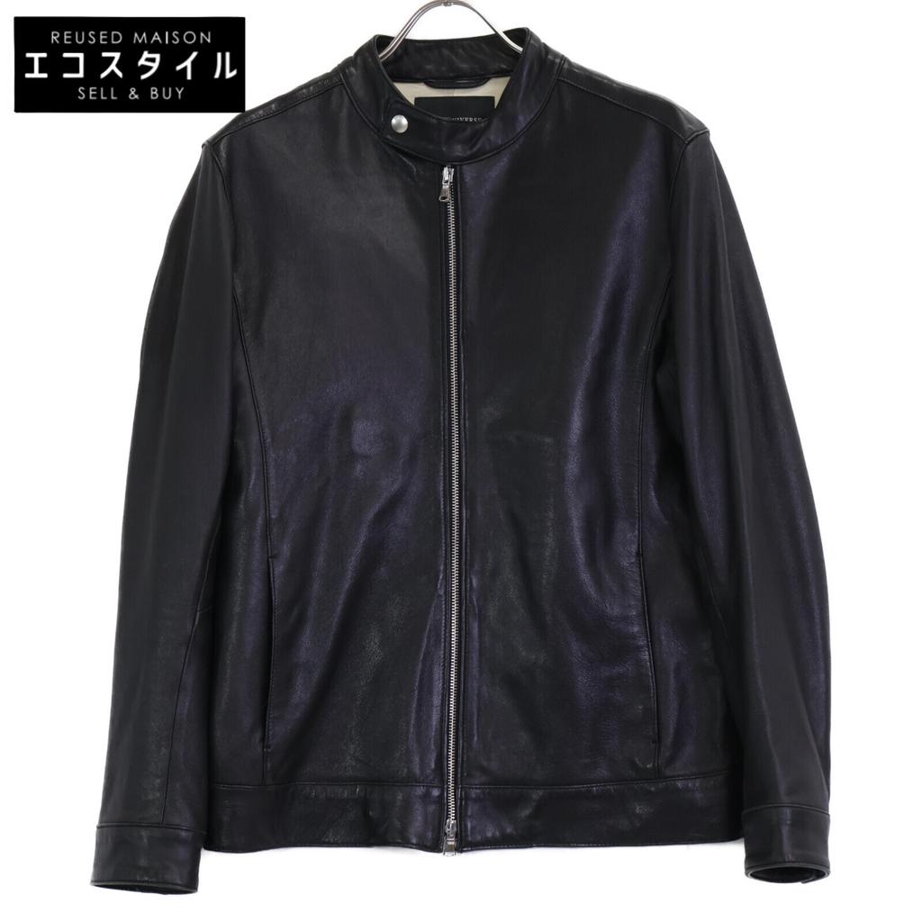 nano universe 668-9213001 Black Lamb Leather Single Rider's Jacket Jacket M blackUsed