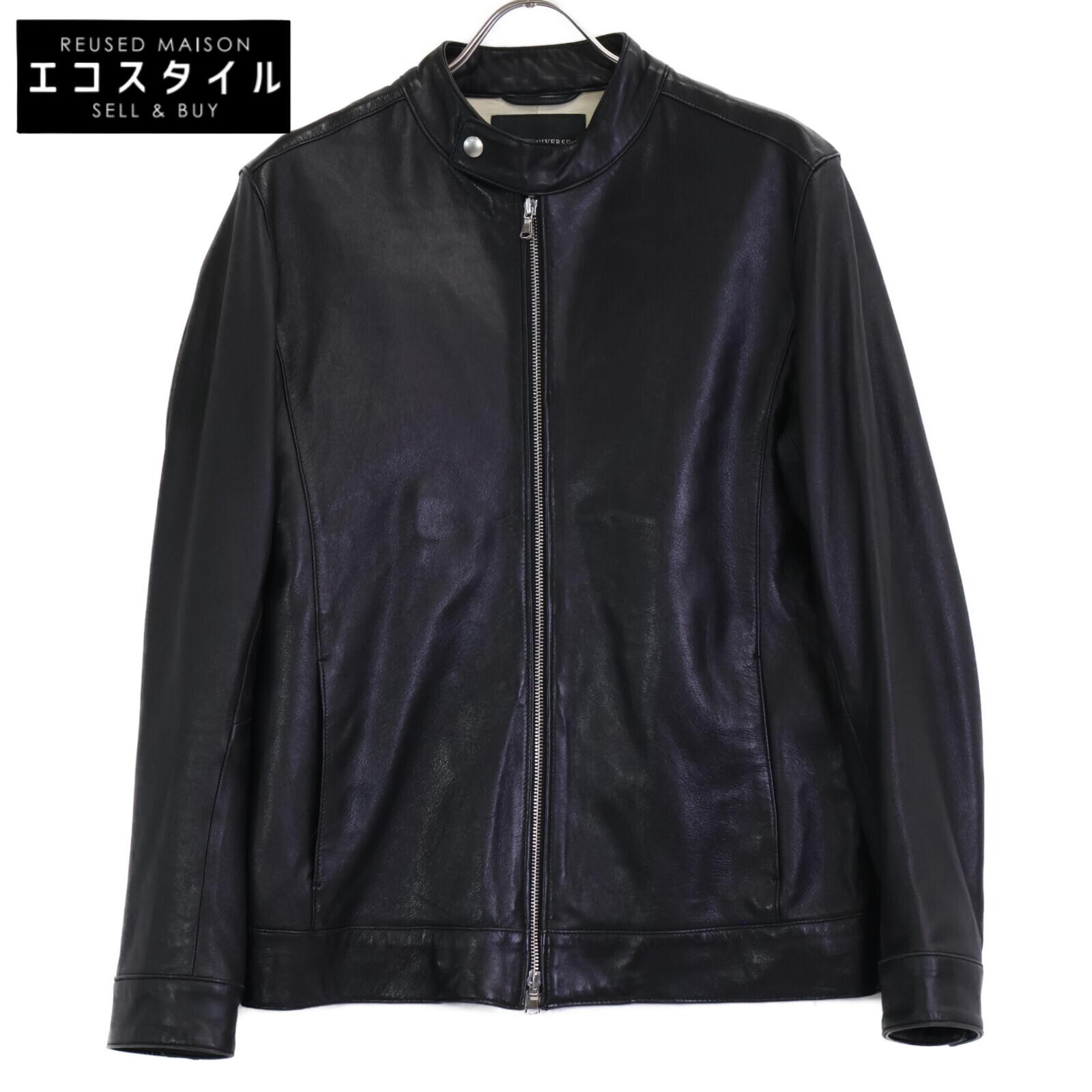 

nano universe 668-9213001 Black Lamb Leather Single Rider s Jacket Jacket M blackUsed