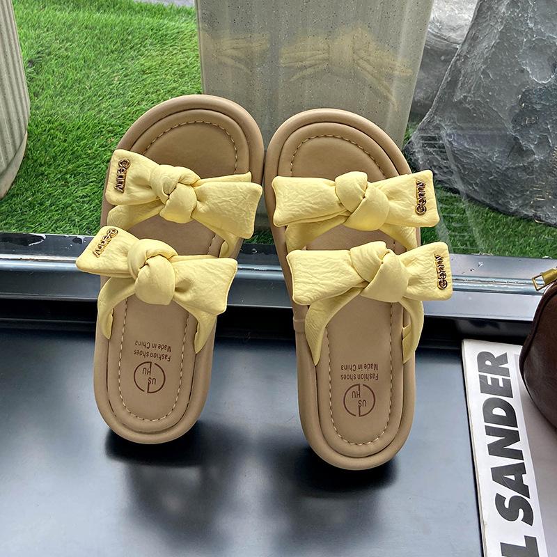 French Platform Slippers Women's Outer Wear 2025 Summer New with Skirt Versatile Fairy Style Bow Word Sandals