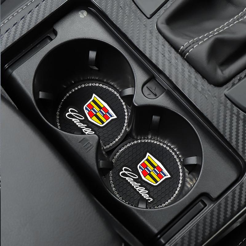AABHV1 Car Non-slip Water Cup Pad Diamond Rhinestone Bling Decoration For Cadillac Escalade GT4 XT4 ATS XT5 CTS XTS RS Accessories