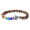 6mm 7 Chakra Beads Bracelets Lucky Evil Eye Hand Of Fatima Women Men Natural Lava Stone Agates Bracelet & Bangle Prayer Jewelry
