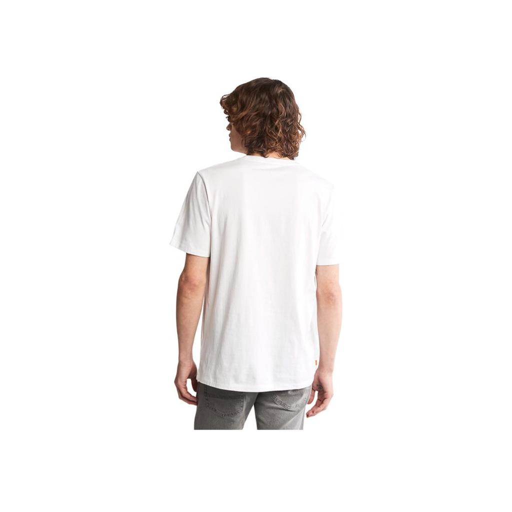 Timberland Solid Color Micro Logo Sports Casual Crew Neck Short Sleeve T-Shirt Men Tops White A6DKU-100