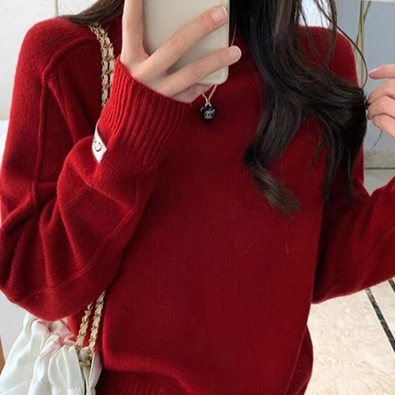 Gentle Design Style Candy Color Round Neck Pullover Sweater Women's Soft Waxy Round Neck Loose Thick Warm Top Trendy Girl