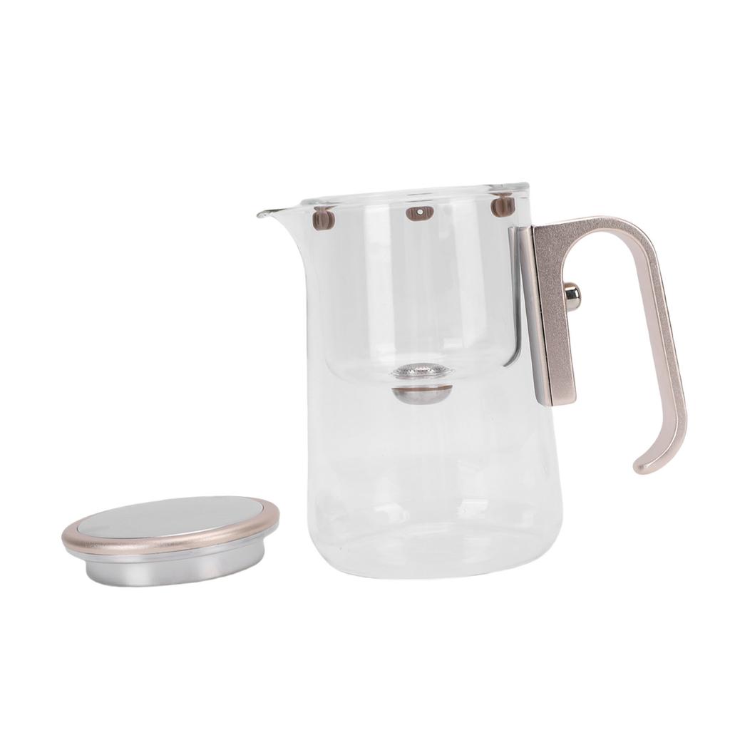 Glas Teekanne 800ml Magnetische Wasserabtrennung Teekanne mit Sieb für Zuhause Restaurant Champagnergold