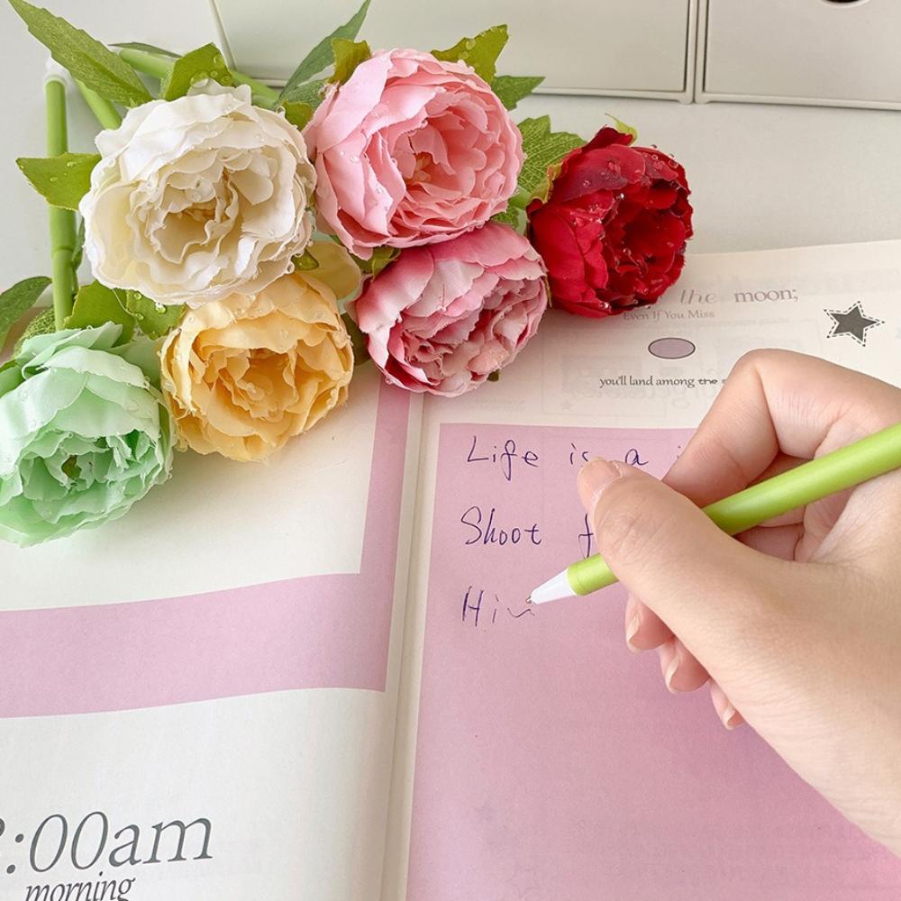 1pcs Smooth Writing Peony Ballpoint Pen Bouquet Simulation Stationery Pen Funny Flower Pen  Gift
