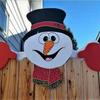 Popular Outdoor Christmas Fence Decoration: Santa Claus and Reindeer Peeking