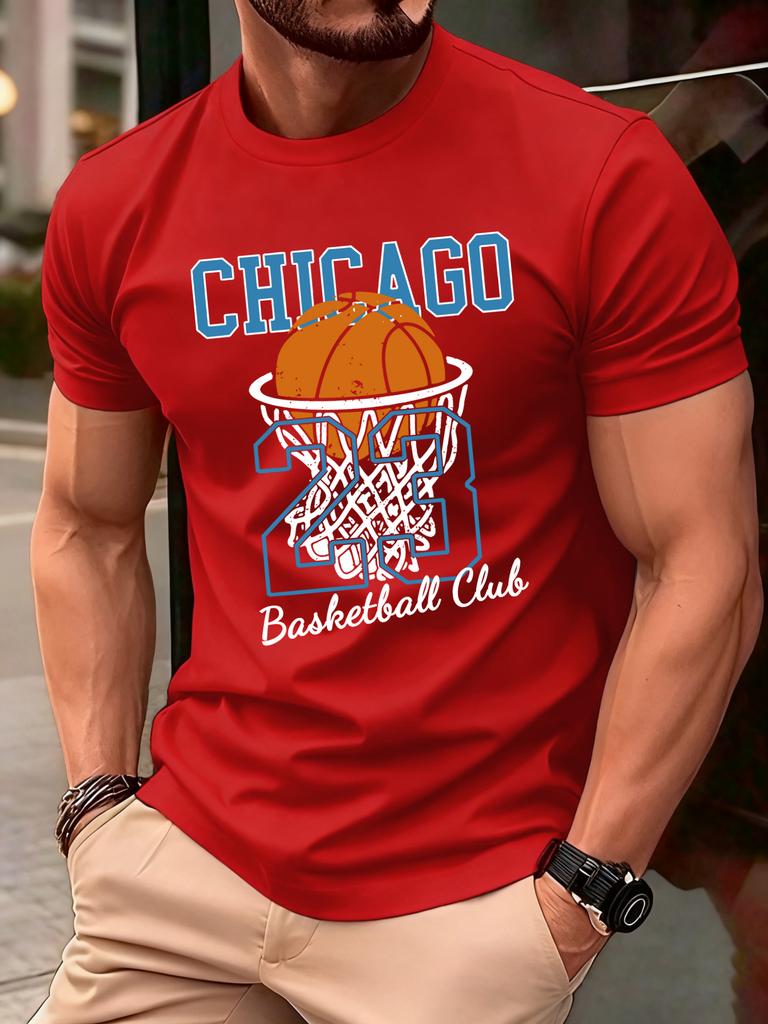 Chicago No23 Basketball Club Print T Shirts Men Summer Cotton TShirt Hip Hop Loose Streetwear AllMatch Casual Clothing