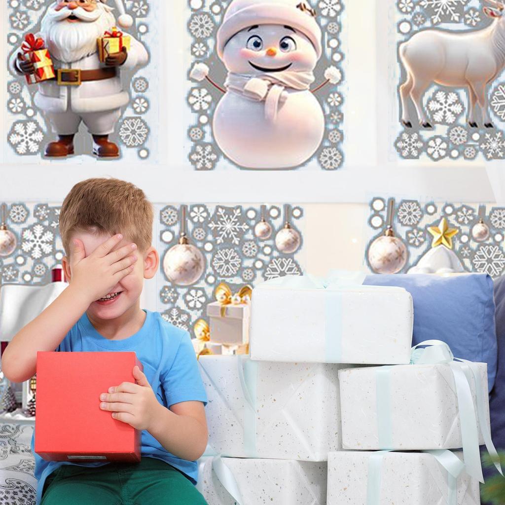 Christmas Decals Santa Claus Waterproof Home Decor Cartoon Window Stickers Christmas Clings for Party Holiday Winter Glass Wall