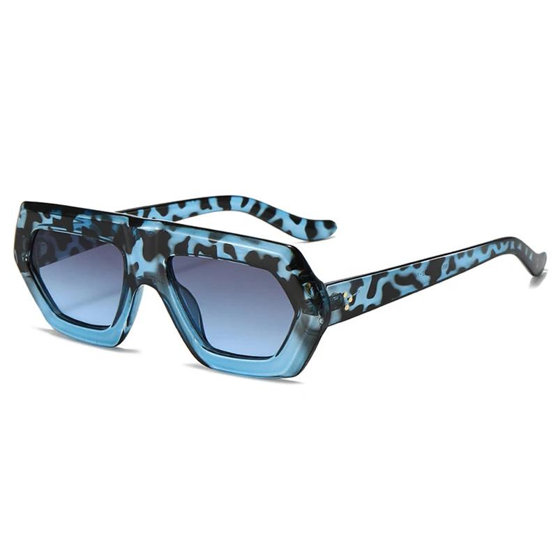 Fashion Square Women Gradient Sunglasses Leopard Shades Retro Men Clear Lens Glasses Frame UV400