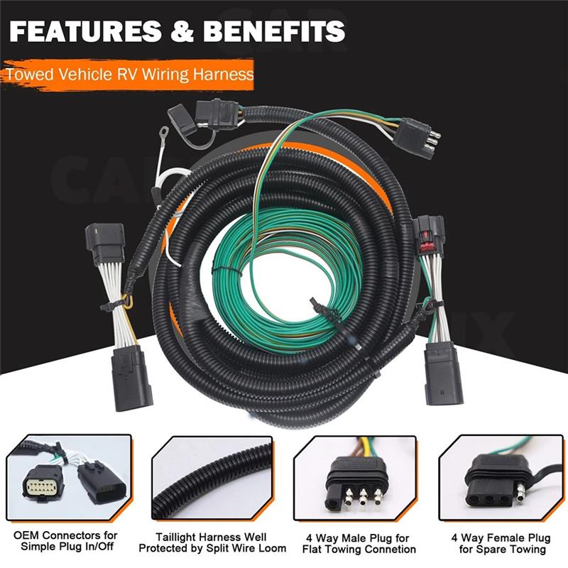 

58964 Towed Vehicle RV Wiring Harness Kit For Flat Towing For Jeep Wrangler JL 2018-2024