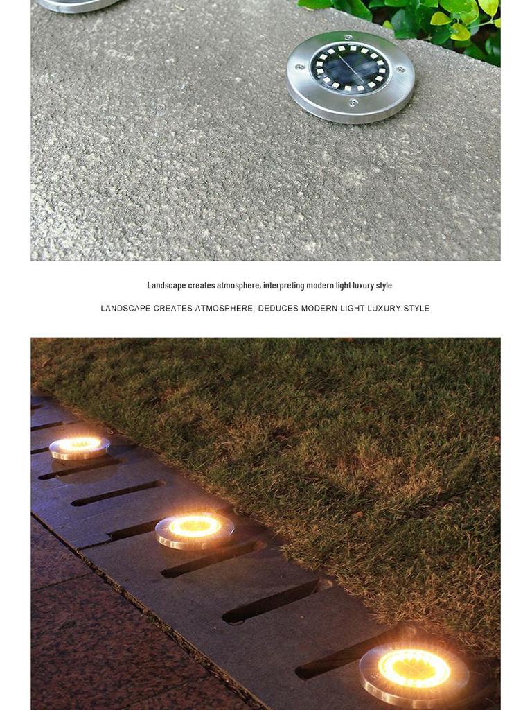 Solar LED Stainless Steel Underground Light for Outdoor Garden, Lawn, Courtyard, Rainproof.
