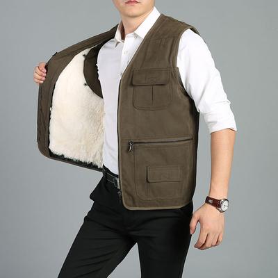 Winter Middle-aged and Elderly Fur Integrated Vest Men's Sheepskin Cotton Vest Warm Cotton Camisole Dad's Suit