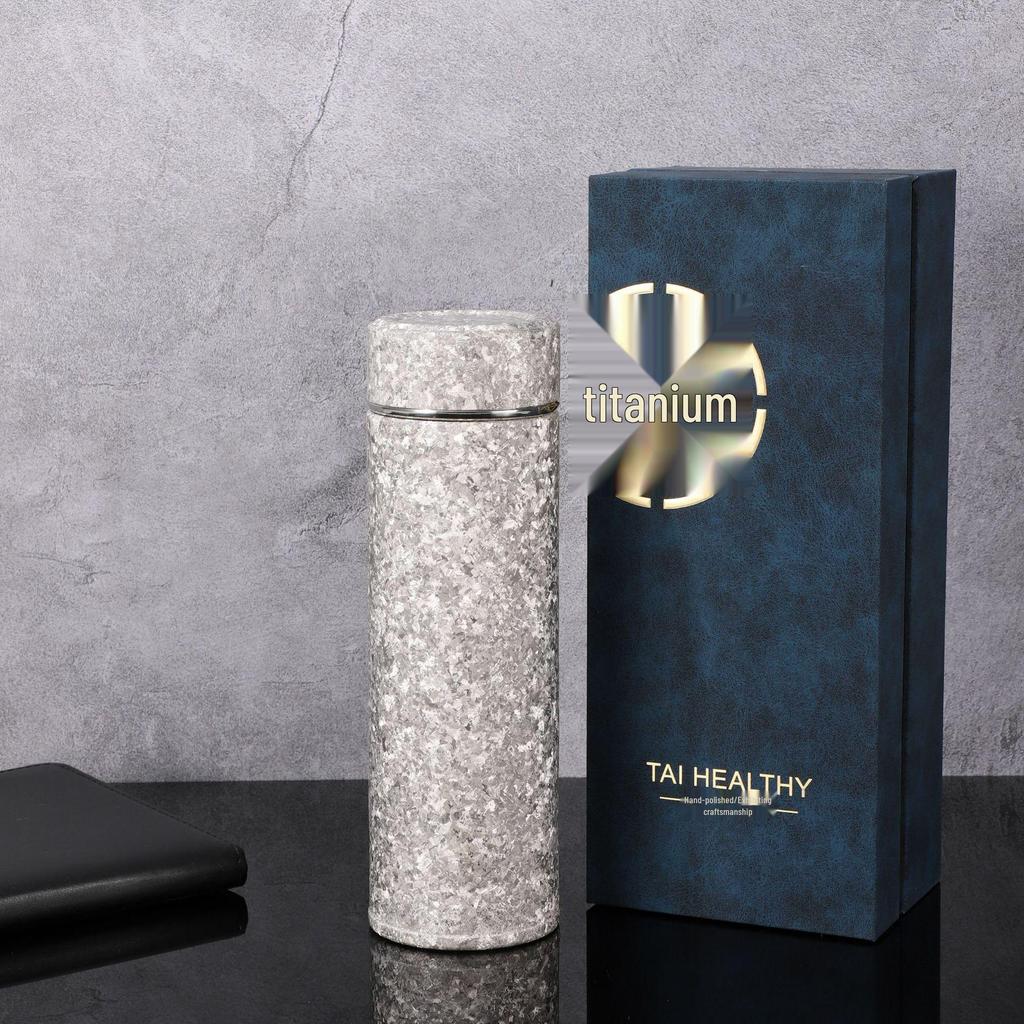 Pure Titanium Thermal Mug - High-End Straight Body Tea Cup with Portable Infuser, Luxury Business Gift Box Set.