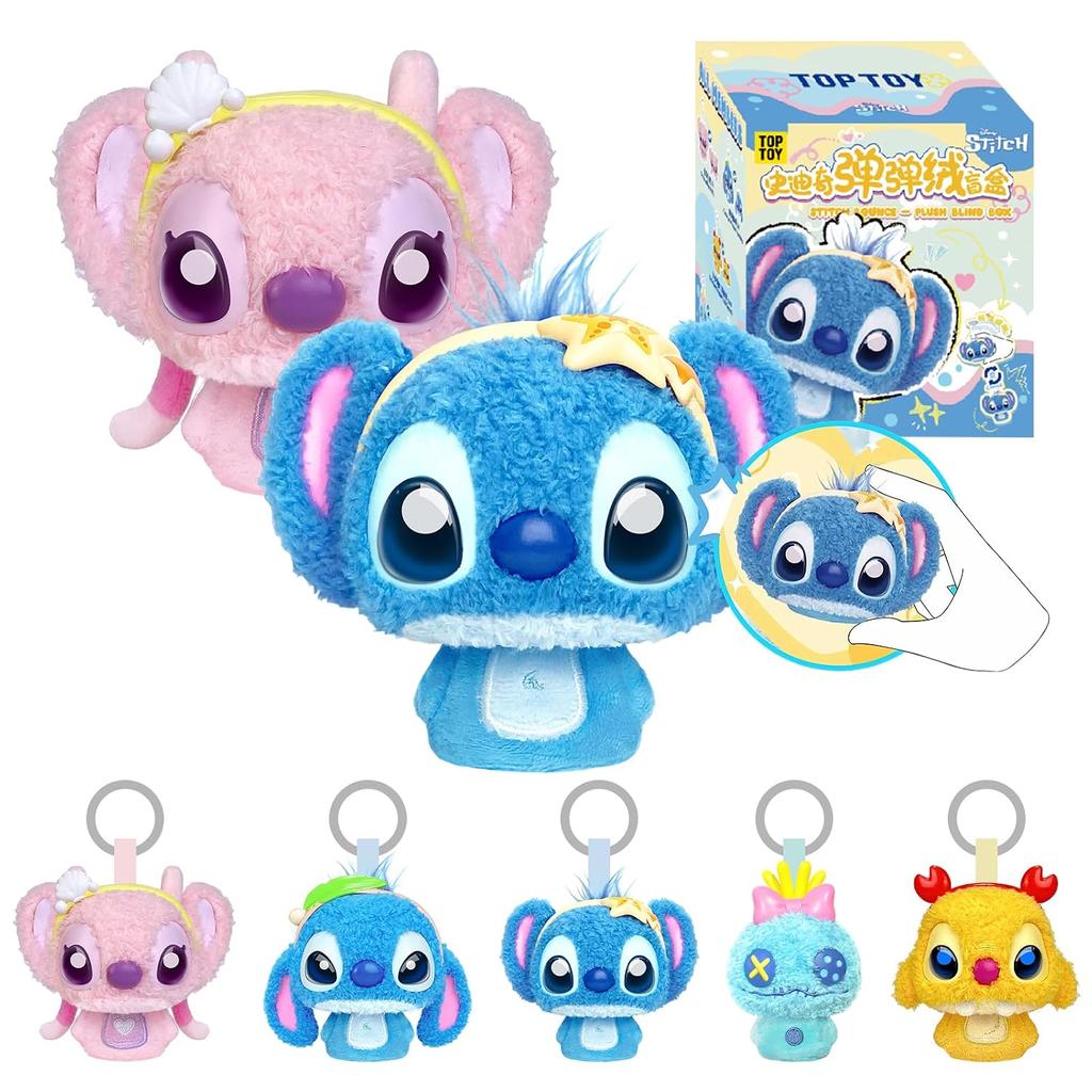 TOP TOY Disney Stitch Mochimochi Bouncing Fur Series Plush Pendant 1 Piece Gachapon Blind Box Figure Plastic Model Premium Birthday Present Character