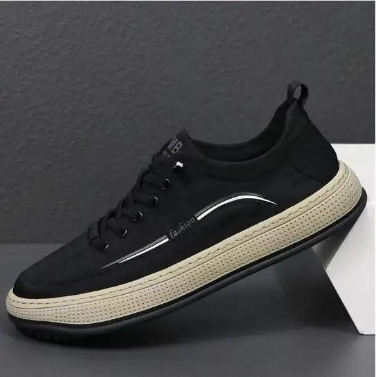 

2024 Мужские повседневные кроссовки на шнуровке, модные оригинальные повседневные брендовые туфли на плоской подошве, мужские летние удобные парусиновые туфли Tenis Masculino 39 чёрный