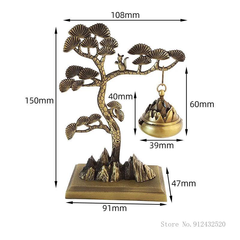 Alloy Welcome Pine Shaped Hanging Incense Burners, Retro Home Indoor Tea Room Crafts Decorations, Small Aromatherapy Burner, 1Pc