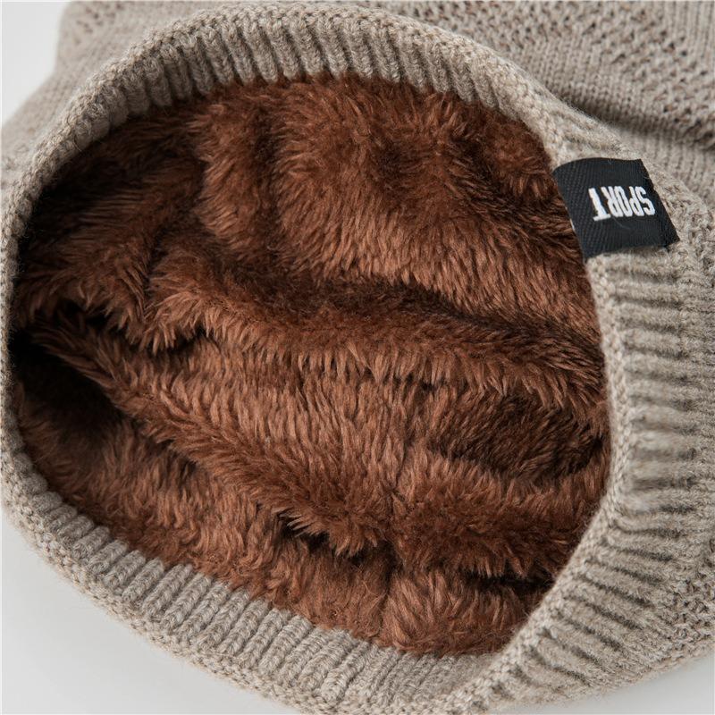 Autumn and Winter Hat Men's Double-layer Velvet Thickened Knitted Wool Hat Outdoor Warm and Cold Hat Old Cotton Hat