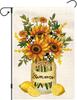 Summer Sunowers Mason Jar Garden Ag 12x18 Inch Double Sided, Welcome Bees Vase Owers Yard Ags Outside Decoration, Sm SSL