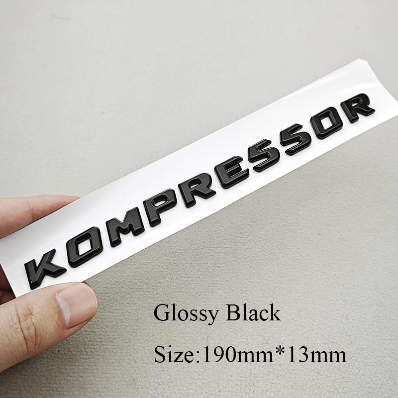 3D KOMPRESSOR Emblem Badge Letters For Benz W203 W204 W211 W210 C SLK Class ABS Glossy Black Chrome Trunk Logo Decal Accessories SL6