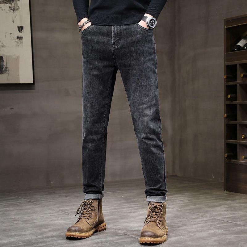 Autumn and Winter Four Seasons New Multi-color Cotton Elastic Large Size Straight Casual Denim Trousers Men's Trendy MEN