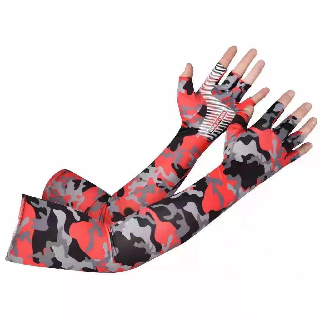Sunscreen Ice Sleeves for Men and Women Summer Ice Silk Gloves Takeaway Fishing Two Finger Anti Ultraviolet Extended Thin Cycling Ice Sleeves