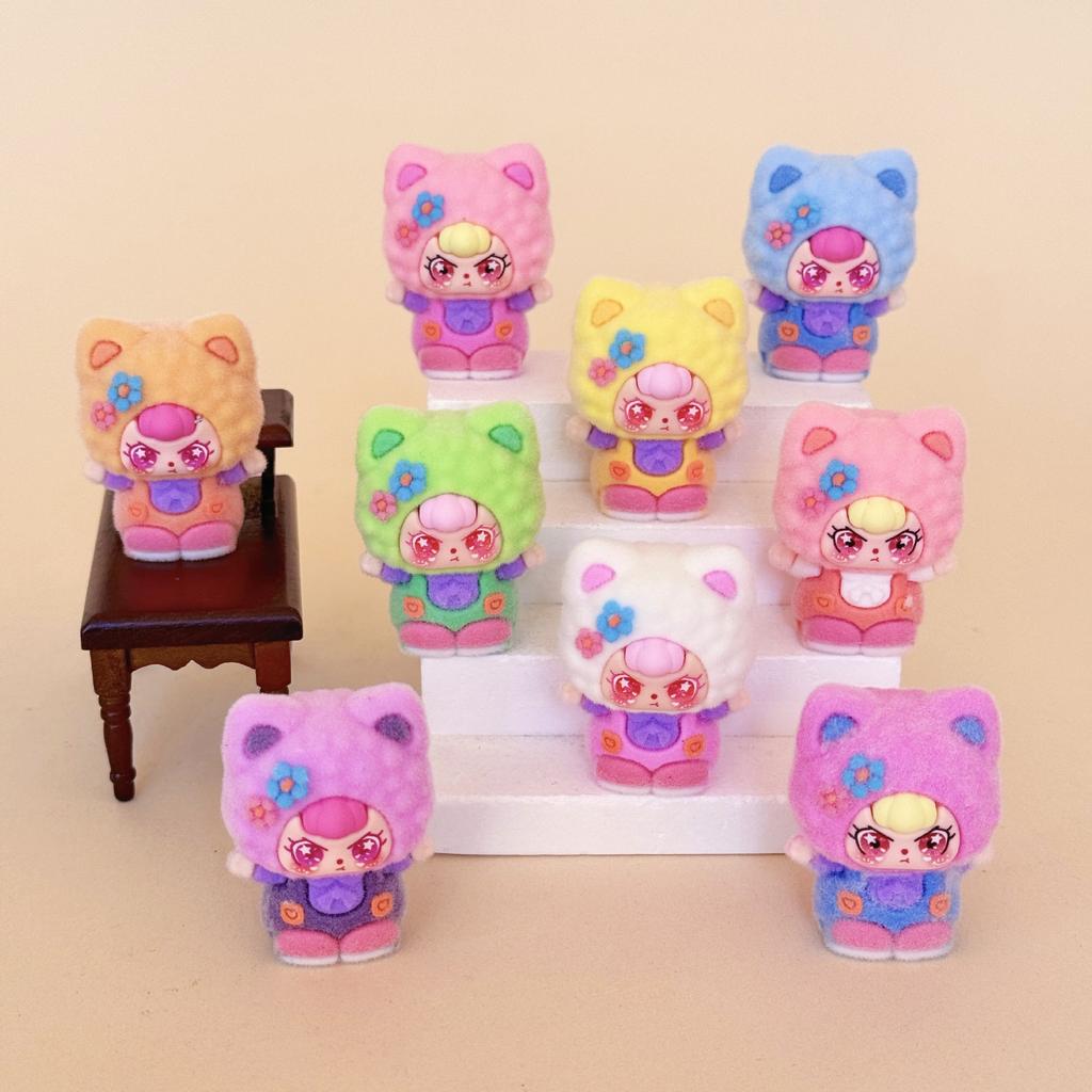 9pcs/Set Flower Cat Doubao Figure Toy Mini Cat Figurine Desktop Decoration Model Ornaments Toys Boys Girls Christmas Gifts