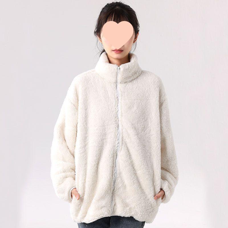 2025 Winter Women s Long-Sleeve Fleece Plush Jacket Small