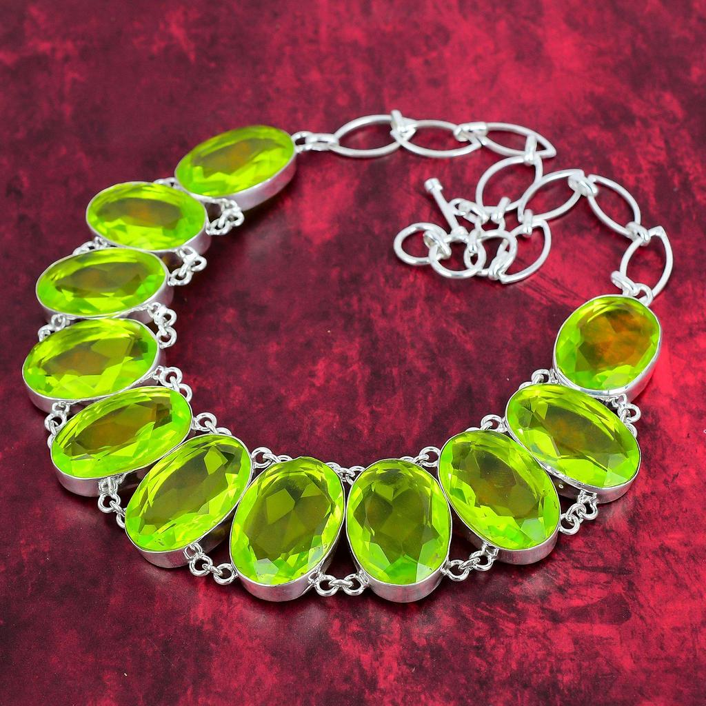 Wonderful Faceted Lemon Topaz Necklace, 925 Solid Sterling Silver Necklace, Gemstone Handmade Jewelry Necklace