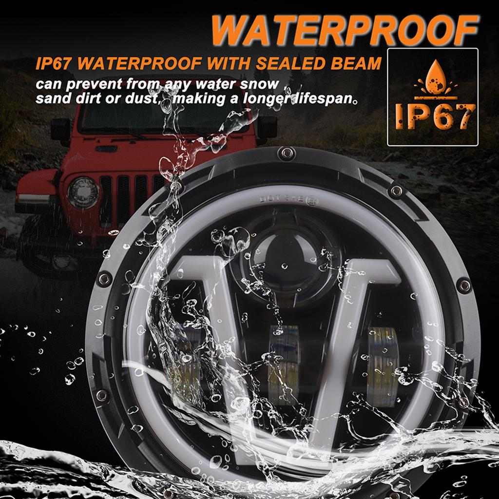 1pcs 12V/24V Motorcycl Headlight 7'' V-shape LED Headlight with Turn Signal Lights DRL Hi/Lo Beam