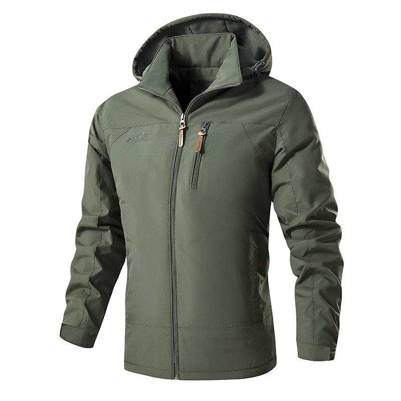 

Технология Трехслойная флисовая мужская куртка для осени и зимы, повседневная, со съемным капюшоном, свободное пальто для мужчин 3XL армия зеленый