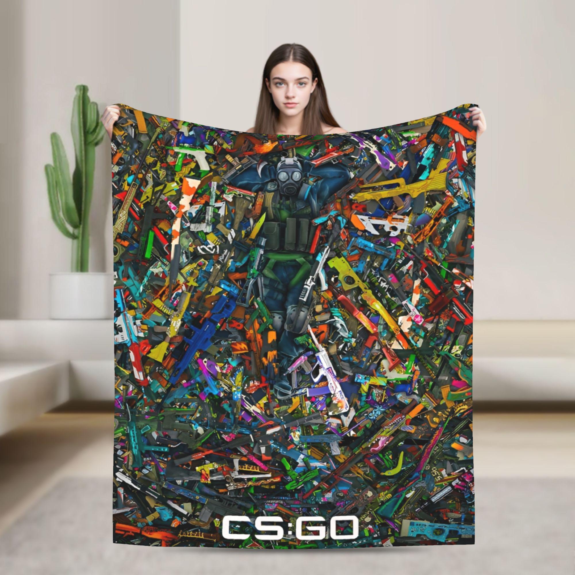 Counter Strike CS Go Knitted Blankets Shootting Game Art Flannel Throw Blankets Travel Decoration Soft Bedspreads Multi-function 75x90cm