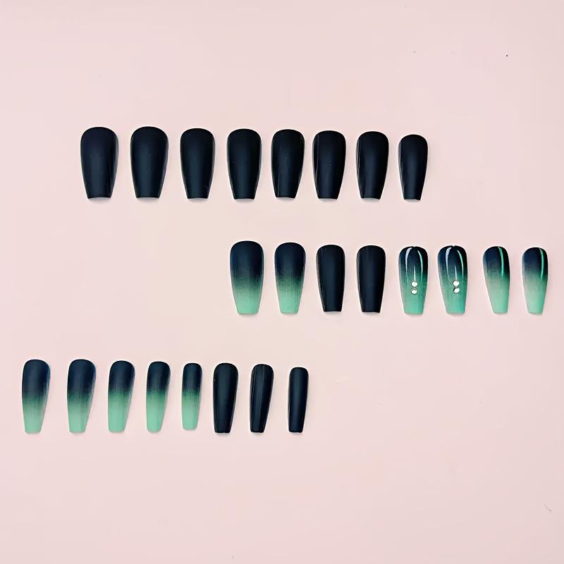 Elegant Blue Gradient Matte Ballet False Nails - 24 Pieces