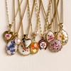 Vintage Printed Oval Love Necklace Female Pop Color Bohemian Personality Jewelry
