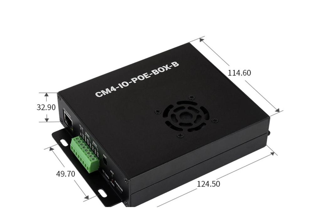 MicroSnow PoE Expansion Board Type B for Raspberry Pi CM4 with Dual DSI/CSI, Quad USB, and Case.