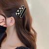Traceless Hairpin Girl Instagram Checkerboard Black and White Hairpin Bangs Broken Hair Edge with Wavy Duck Beak Clip Vintage Hair Accessories