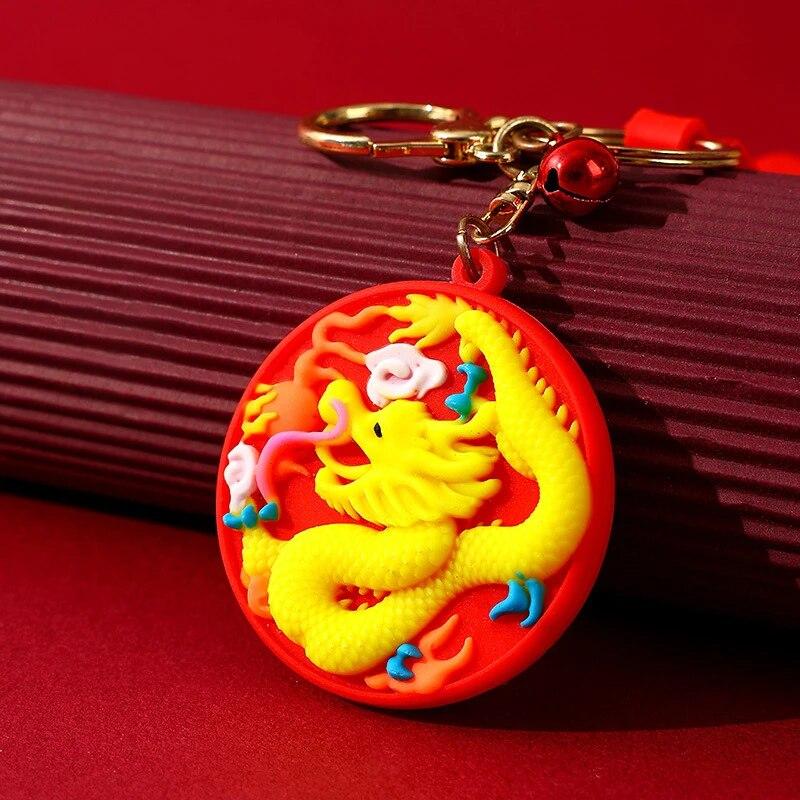 Roter Neujahrs-Schlüsselanhänger, süßer Drache-Schlüsselanhänger, Hängezubehör, Dekoration, chinesischer Drache, Glücksgeschenk für das Jahr