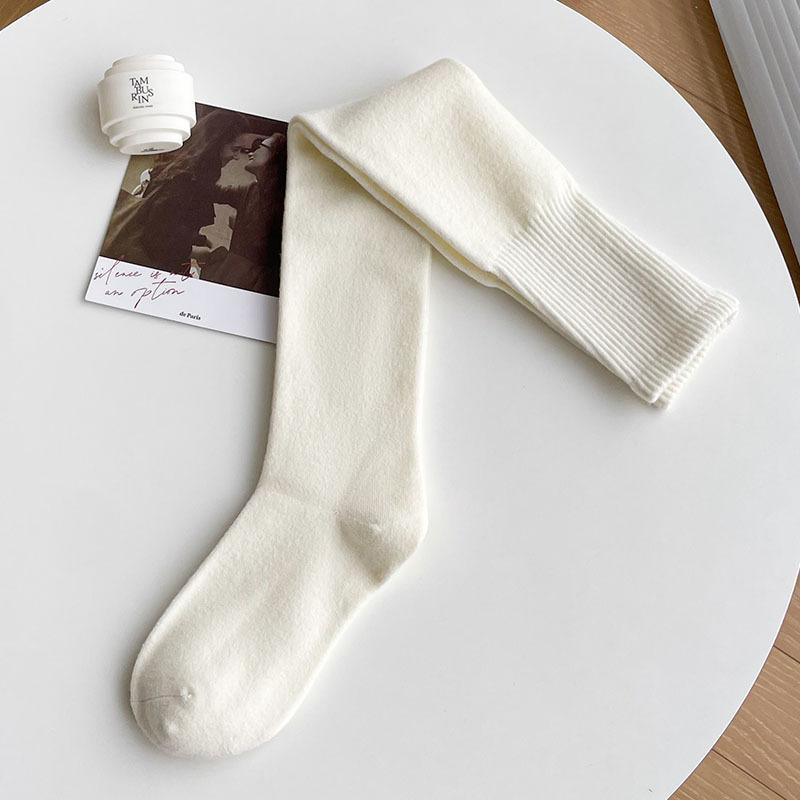 Knee Socks Children Autumn And Winter Thickened High Tube Wool Warm Knee Socks Solid Color Versatile High Waist Non-Slip Stockings