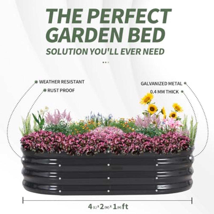 Galvanized Raised Garden Bed Planter Garden Boxes Outdoor Raised Beds for Gardening 4x2x1ft Metal Garden Bed Kit for Vegetables