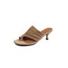 Krazing Pot Suede Mules Summer Size 40 Outside Slippers Flip Flops Stiletto High Heels Women Peep Toe Sandals