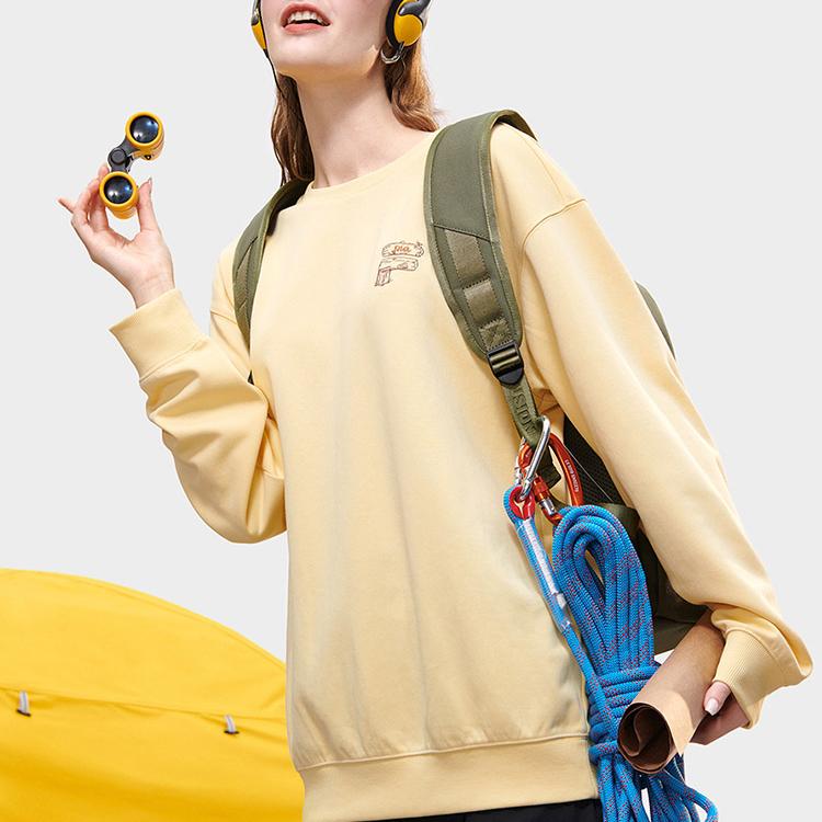 FILA Fusion FOB Series Letter Round Neck Pullover Loose Sweatshirt Unisex sweatshirt Cheese-Yellow T11U333206FYE